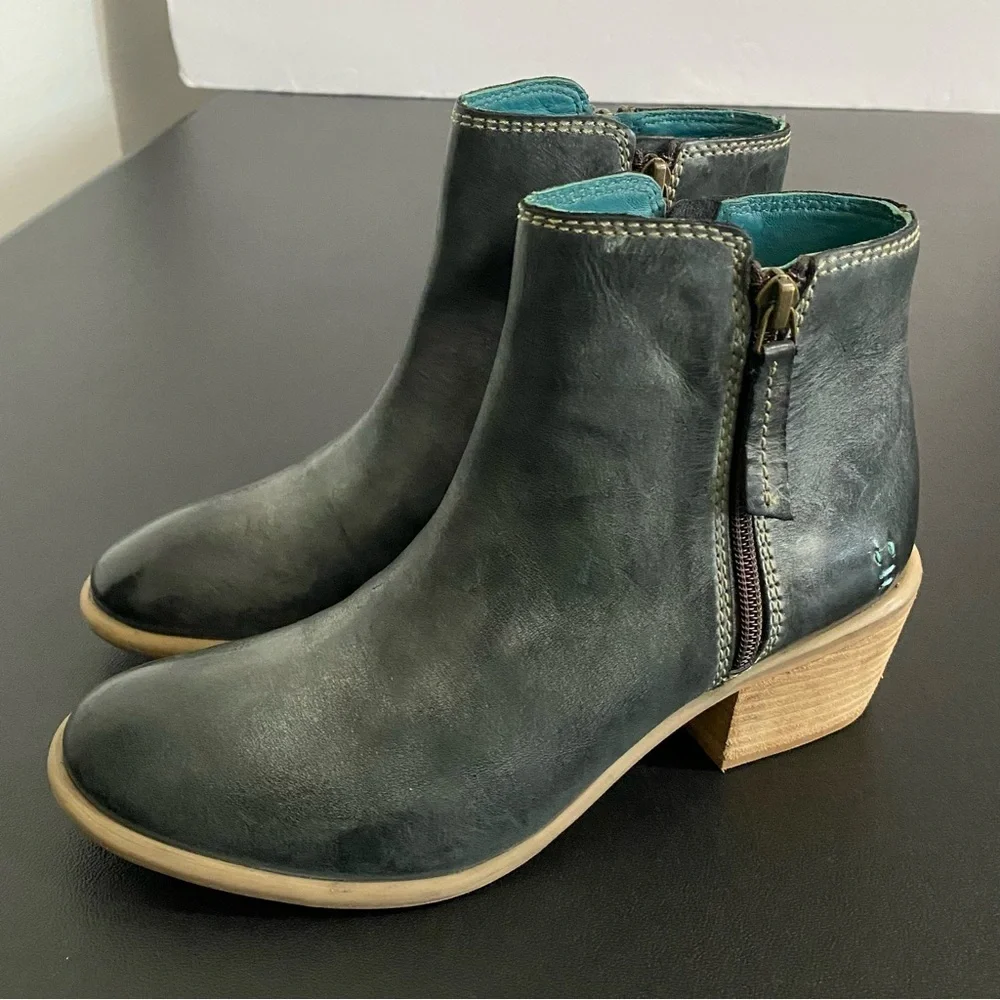 Bed Stu Roan Liz Leather Ankle Chelsea Boots Size 6 Black Epica Wash